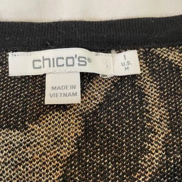 Chico's Black Gold Metallic Rope Design Sweater Bateau Neck Long Sleeves Size M - Picture 9 of 11
